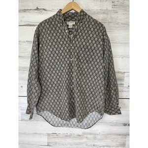 Vintage 90's Banana Republic Men's M 100% Cotton Floral Long Sleeve Button Shirt